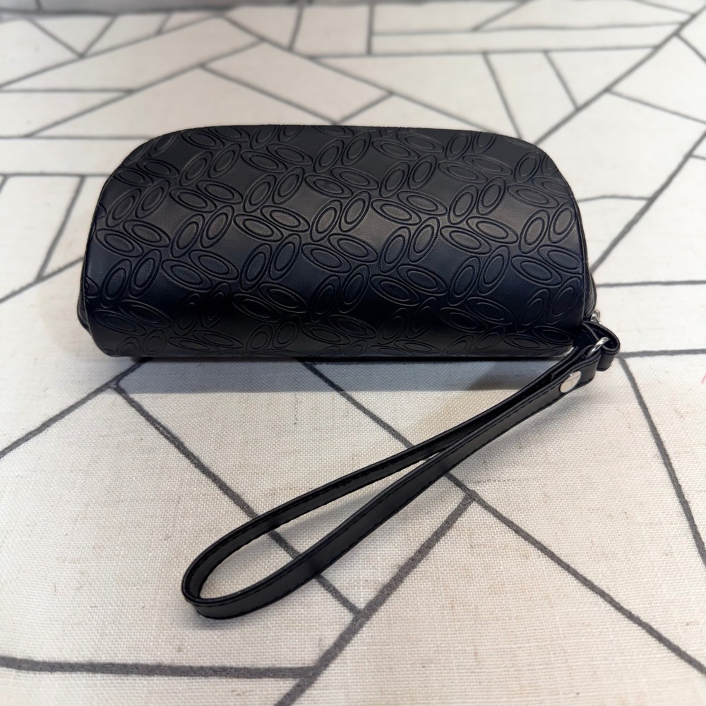Oakley Sunglasses Case OS Black Embossed Logo Hard‎ Shell Wristlet Zip Pouch